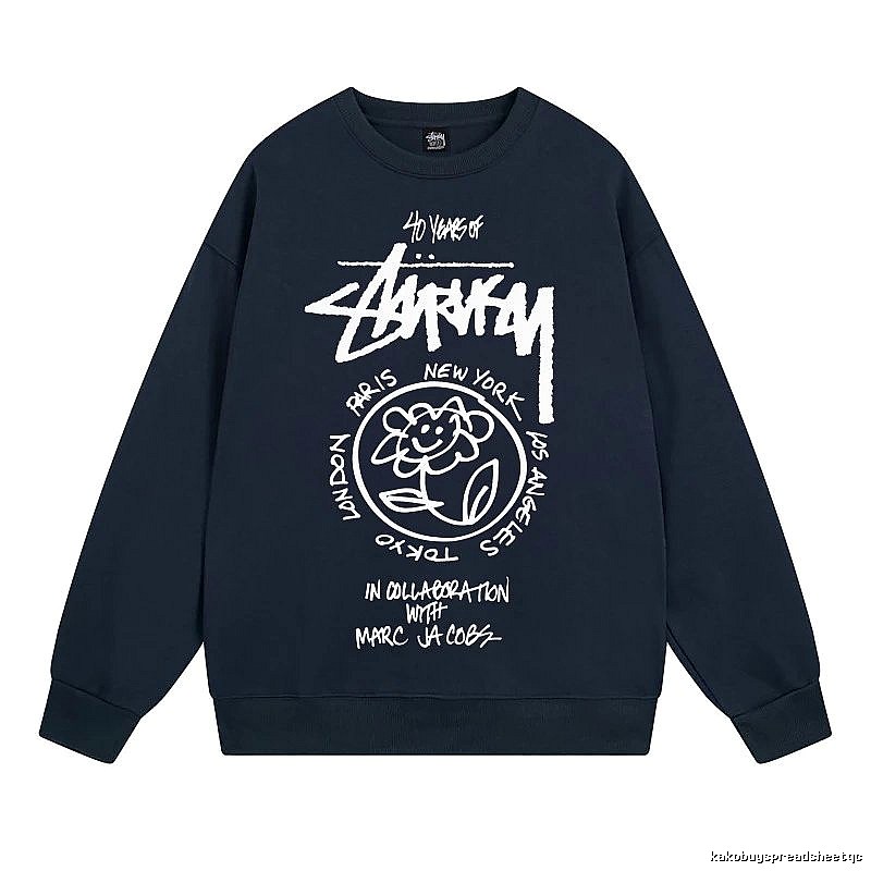Stussy Navy Style 539 Graphic SweatShirt Poolside Style