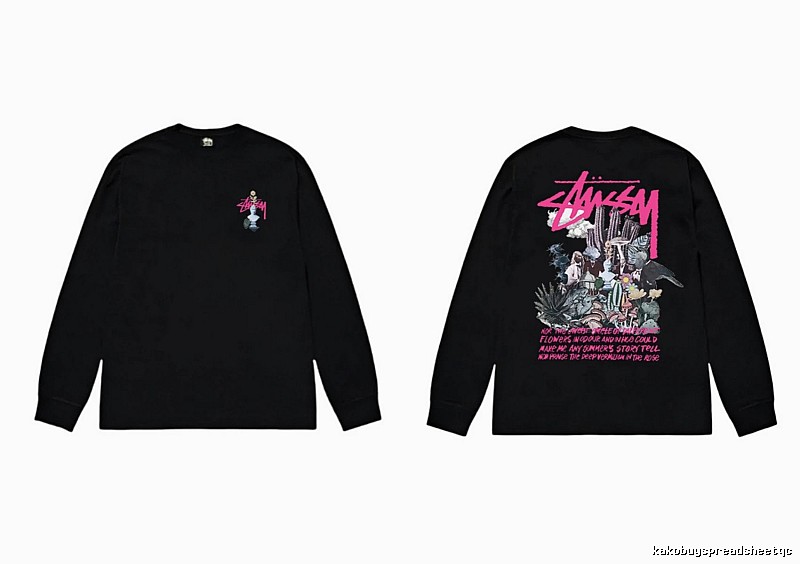Stussy-printed trendy black T-shirt