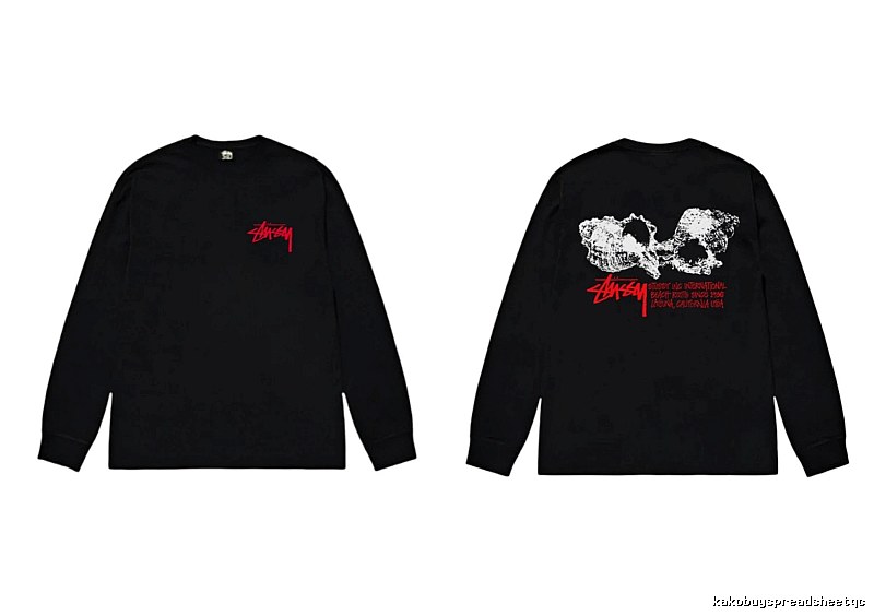 Stussy Skull Print Black Long-sleeve Shirt