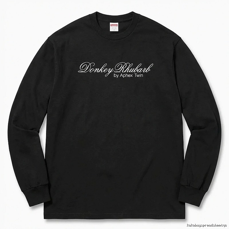 Supreme Print Retro Style Black Long-sleeve Shirt