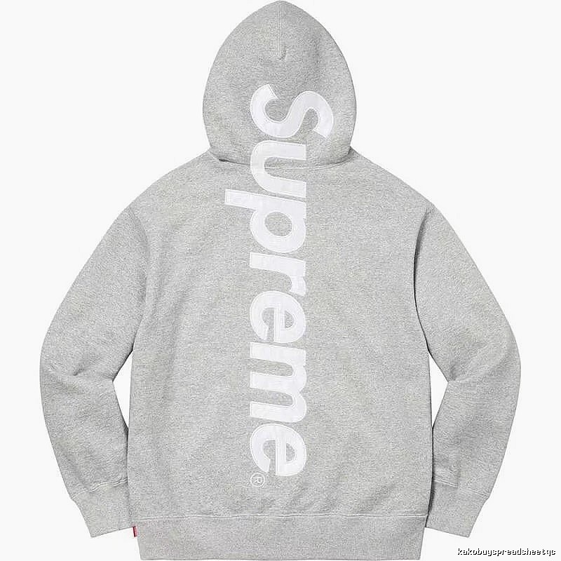 Supreme Relaxed Logo hoodie Gray Red Oversized with Designer-Inspired Detail