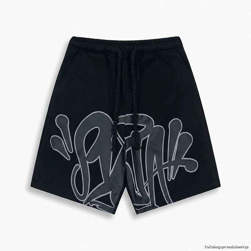SynaWorld Graffiti-style Black Shorts