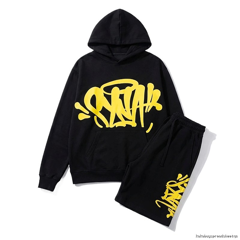 SynaWorld graffiti-style black sweatshirt shorts