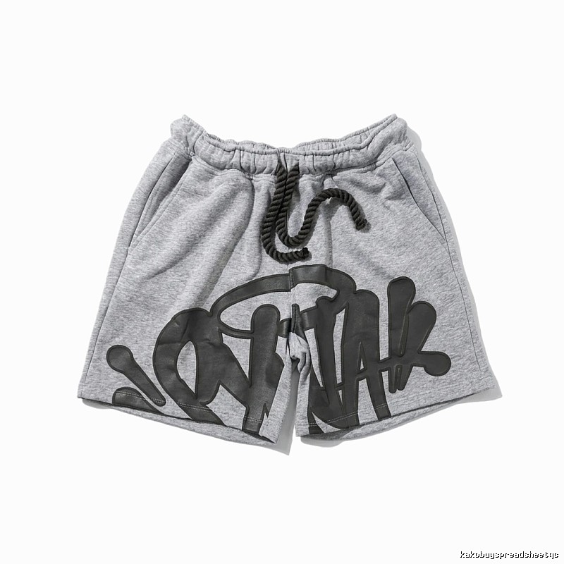 SynaWorld graffiti-style gray shorts