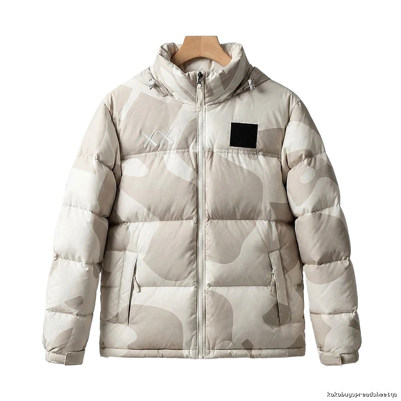The North Face camouflage-style white down jacket