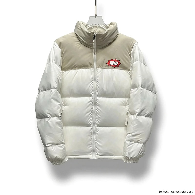 The North Face Cream White Patchwork Down Jacket
