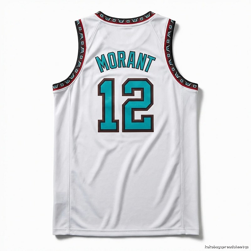 The white basketball uniform of Ja Morant of the Grizzlies.