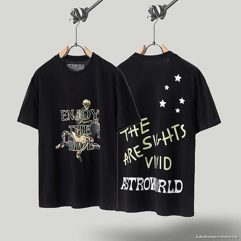 Travis Scott Astroworld Hip-hop Style Black T-shirt