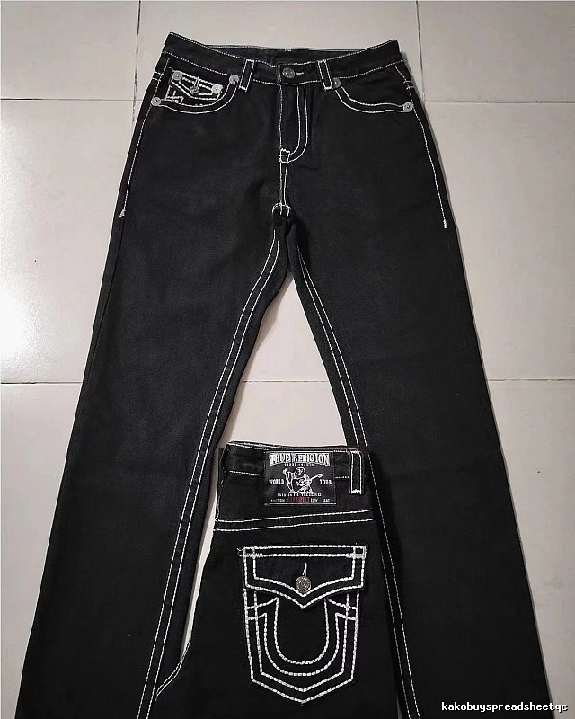 True Religion Black White Contrast Stitch Jeans Daily Styling Logo