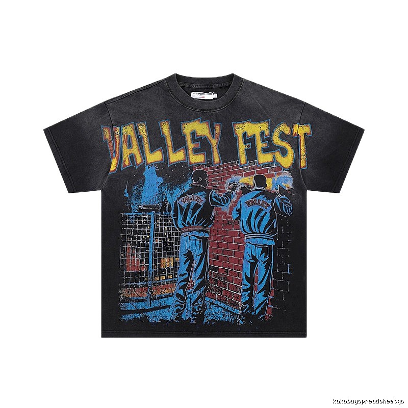 ValleyFest Graffiti Vintage Distressed Black T-Shirt