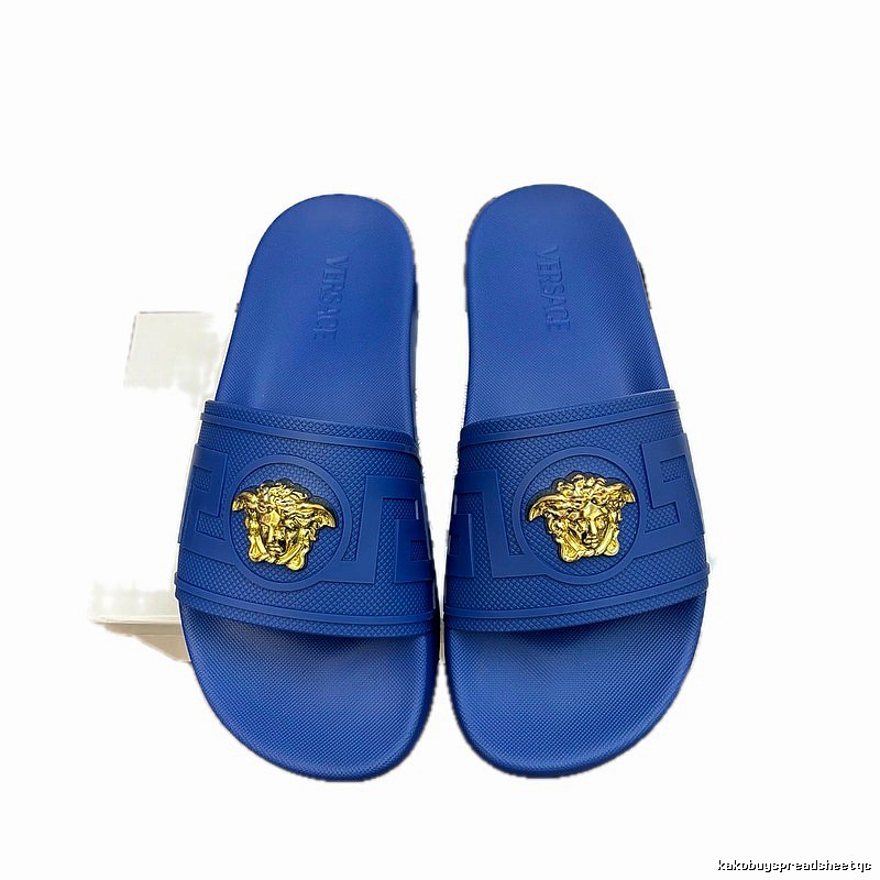 Versace Medusa Luxury Style Royal Blue Slide Sandals