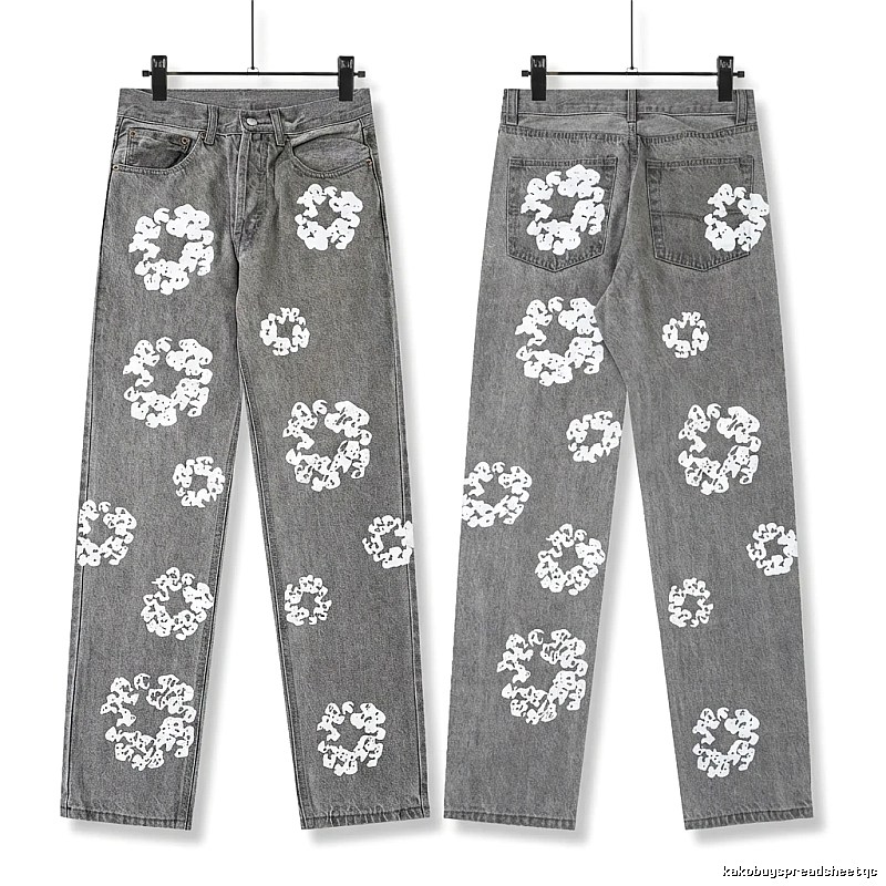 Vintage Style Gray Pants with DENIM TEARS Print