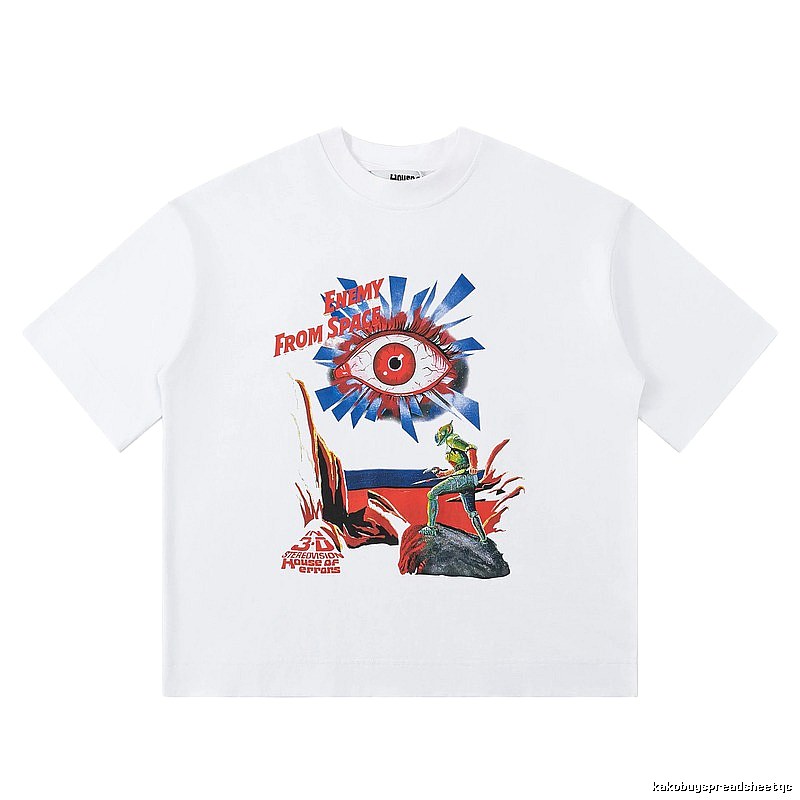 White T-shirt with House of Errors print in sci-fi style