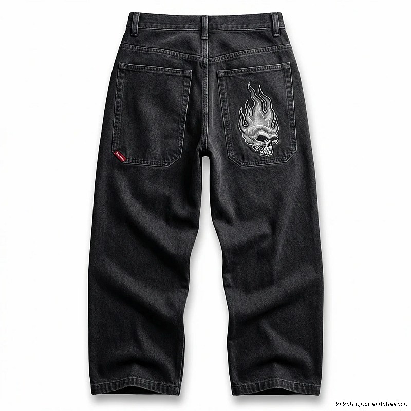Y2K Fear of God Flame Black Denim Shorts