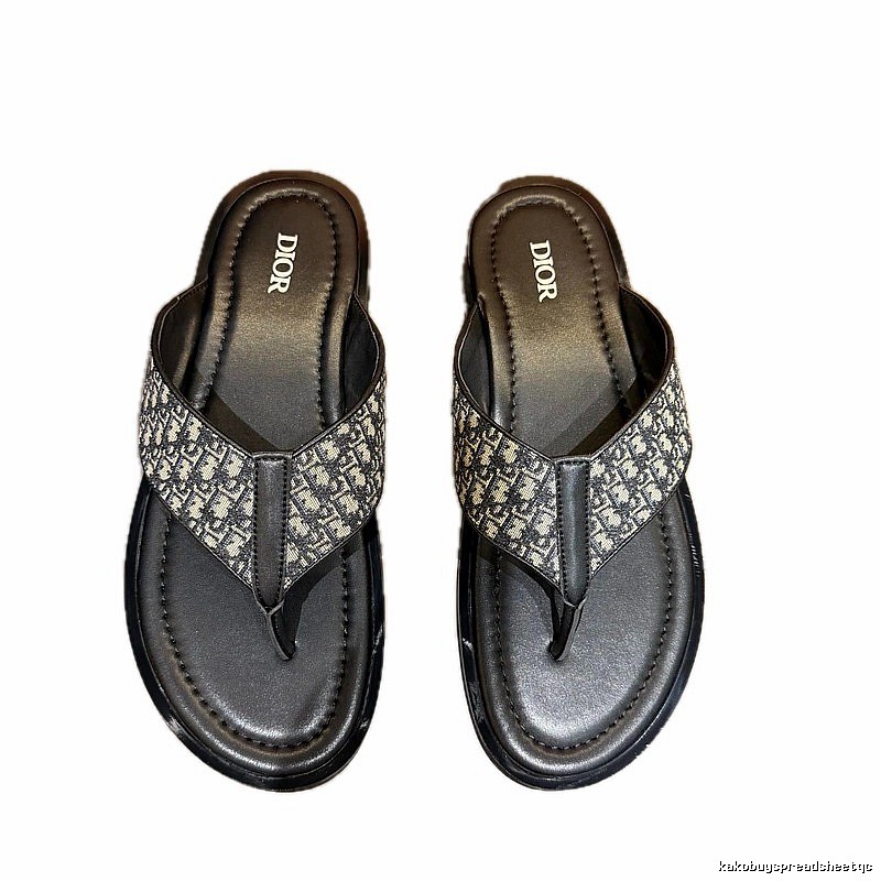 Dior Monogram Casual Style Black Patchwork Flip-Flops