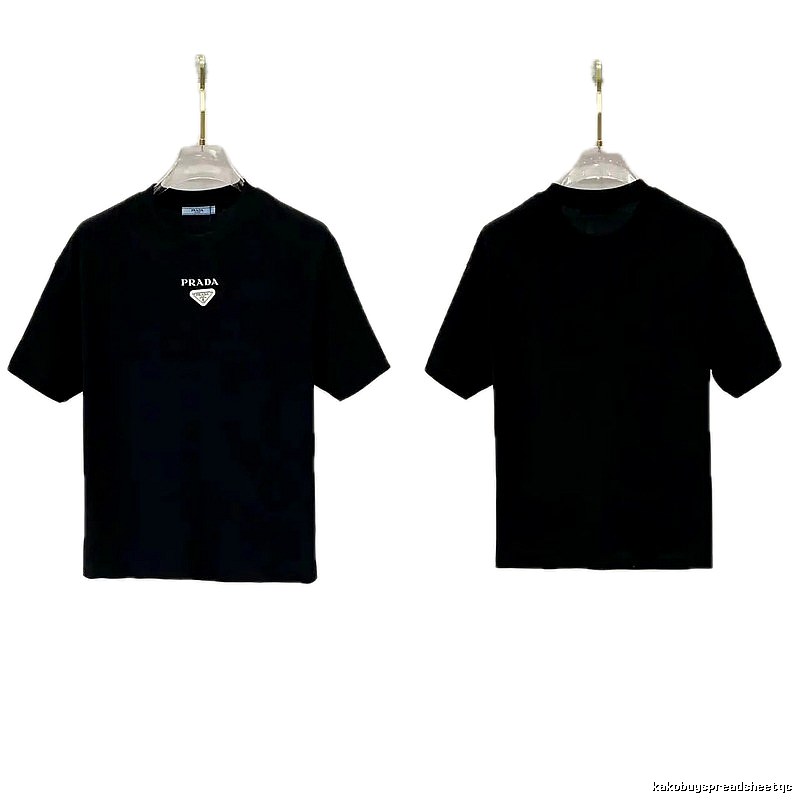 Prada Triangle Logo Minimalist Style Black Short-sleeve T-shirt